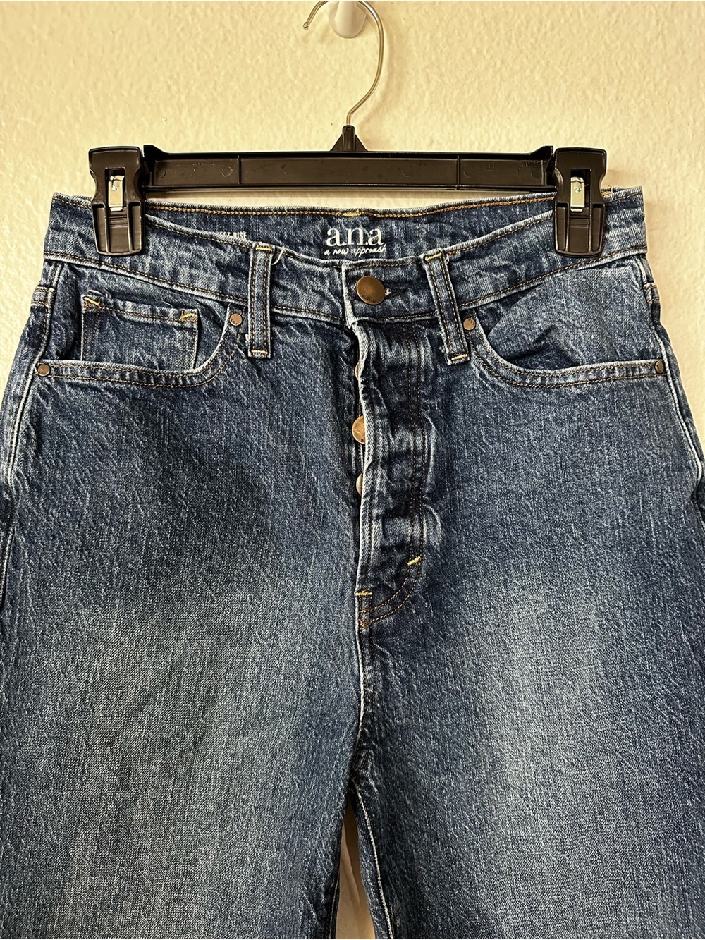 a.n.a Denim Blue Straight Button Fly Size 4 Jeans - Picture 4 of 6